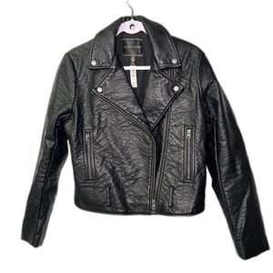 NWT Victoria's Secret black faux leather moto jacket Medium